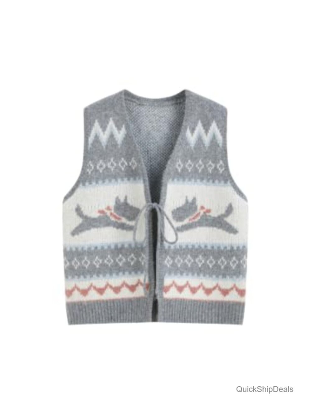 Tie Front Sleeveless Sweater Vest with V-Neck Knit Top